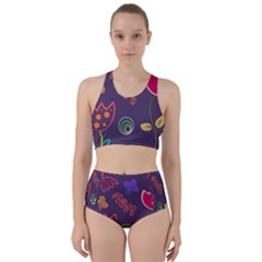 Background Decorative Floral Racer Back Bikini Set by Sapixe