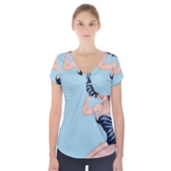 Retro 1107640 1920 Short Sleeve Front Detail Top by vintage2030