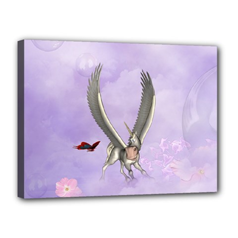 Cute Little Pegasus With Butterflies Canvas 16  X 12  (stretched) by FantasyWorld7
