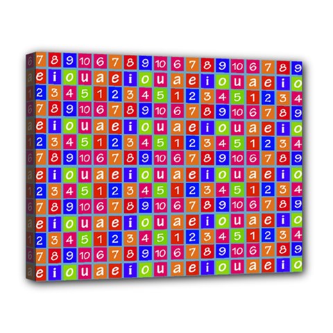 Numbers And Vowels Colorful Pattern Canvas 14  X 11  (stretched) by dflcprints