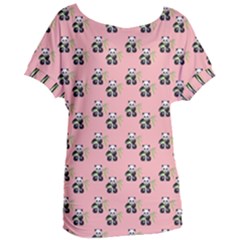Panda With Bamboo Pink Women s Oversized Tee by snowwhitegirl