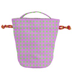 Pastel Mod Pink Green Circles Drawstring Bucket Bag by BrightVibesDesign