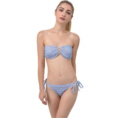 Pastel Mod Blue Orange Circles Twist Bandeau Bikini Set by BrightVibesDesign
