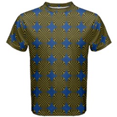 Mod Yellow Blue Circles Pattern Men s Cotton Tee by BrightVibesDesign