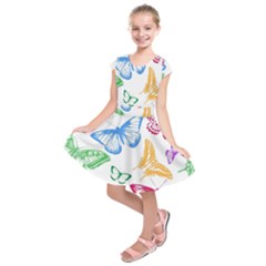 Butterfly Butterflies Vintage Kids  Short Sleeve Dress by Simbadda