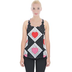 Diamonds Hearts Mosaic Pattern Piece Up Tank Top by Simbadda