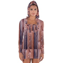 Wood Boards Wooden Wall Wall Boards Long Sleeve Hooded T-shirt by Simbadda