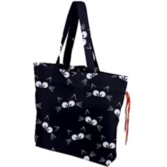 Cute Black Cat Pattern Drawstring Tote Bag by Valentinaart