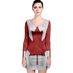 Canada Grunge Flag Long Sleeve Bodycon Dress by Valentinaart