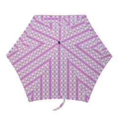 Circles Lines Light Pink White Pattern Mini Folding Umbrellas by BrightVibesDesign