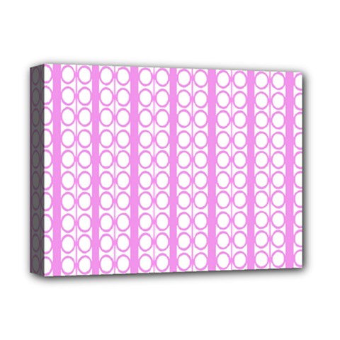 Circles Lines Light Pink White Pattern Deluxe Canvas 16  X 12  (stretched)  by BrightVibesDesign