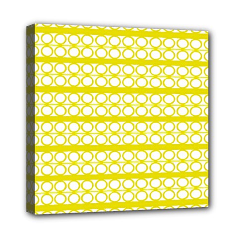 Circles Lines Yellow Modern Pattern Mini Canvas 8  X 8  (stretched) by BrightVibesDesign