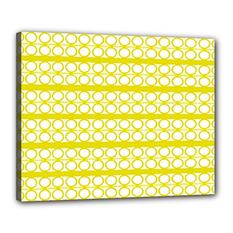 Circles Lines Yellow Modern Pattern Canvas 20  X 16  (stretched) by BrightVibesDesign