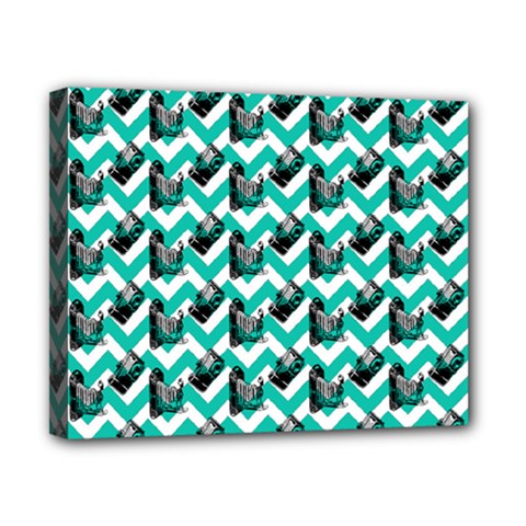 Vintage Camera Chevron Aqua Canvas 10  X 8  (stretched) by snowwhitegirl