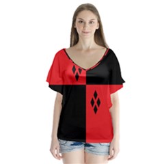 Harley V-neck Flutter Sleeve Top by raeraeshescrafty