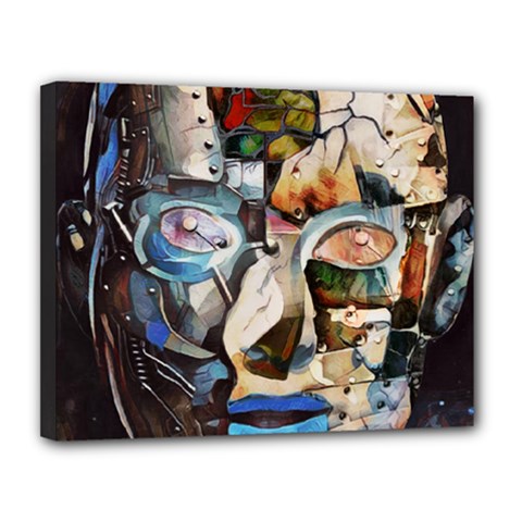 Robot Cyborg Cyberpunk Automation Canvas 14  X 11  (stretched) by Simbadda