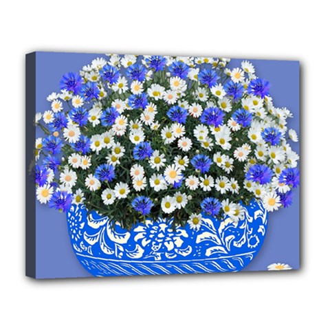 Marguerite Cornflower Vase Blossom Canvas 14  X 11  (stretched) by Simbadda