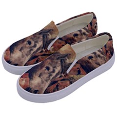 Head Horse Animal Vintage Kids  Canvas Slip Ons by Simbadda