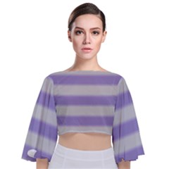 Bold Stripes Soft Purple Pattern Tie Back Butterfly Sleeve Chiffon Top by BrightVibesDesign