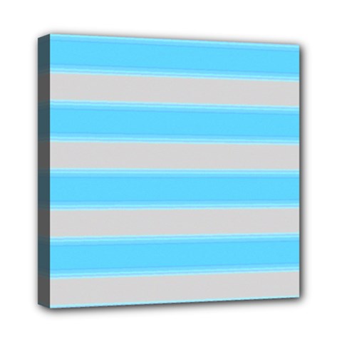 Bold Stripes Turquoise Pattern Mini Canvas 8  X 8  (stretched) by BrightVibesDesign