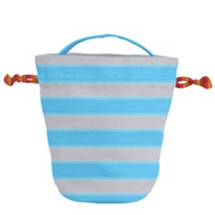 Bold Stripes Turquoise Pattern Drawstring Bucket Bag by BrightVibesDesign