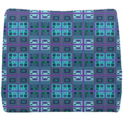 Mod Purple Green Turquoise Square Pattern Seat Cushion by BrightVibesDesign