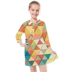 Background Geometric Triangle Kids  Quarter Sleeve Shirt Dress by Simbadda