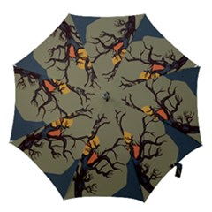 Art Drawing Abstract Blue Yellow Hook Handle Umbrellas (large) by Celenk