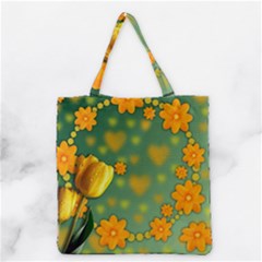 Background Design Texture Tulips Grocery Tote Bag by Celenk