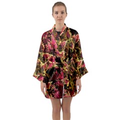 Plant Leaves Foliage Pattern Long Sleeve Kimono Robe by Celenk