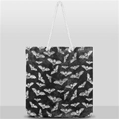Vintage Halloween Bat Pattern Full Print Rope Handle Tote (large) by Valentinaart