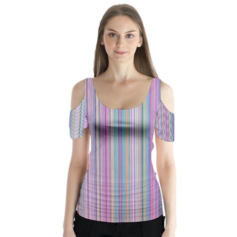 Broken Tv Screen Butterfly Sleeve Cutout Tee  by dressshop