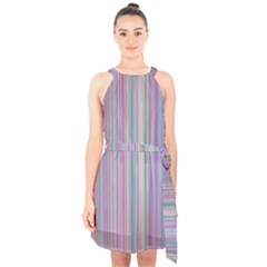 Broken Tv Screen Halter Collar Waist Tie Chiffon Dress by dressshop