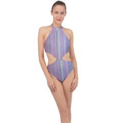 Broken Tv Screen Halter Side Cut Swimsuit by dressshop