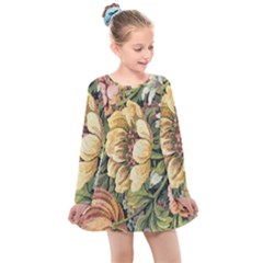 Grandma Couch Wallet Grandma Couch Pillow Kids  Long Sleeve Dress by dressshop