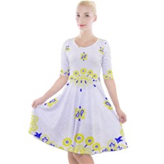 Faded Yellow Bandana Quarter Sleeve A-line Dress by dressshop