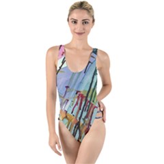 Chaos In Colour  High Leg Strappy Swimsuit by ArtByAng