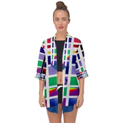 Color Graffiti Pattern Geometric Open Front Chiffon Kimono by Nexatart