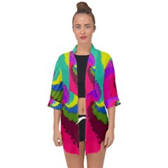 Art Abstract Pattern Color Open Front Chiffon Kimono by Nexatart