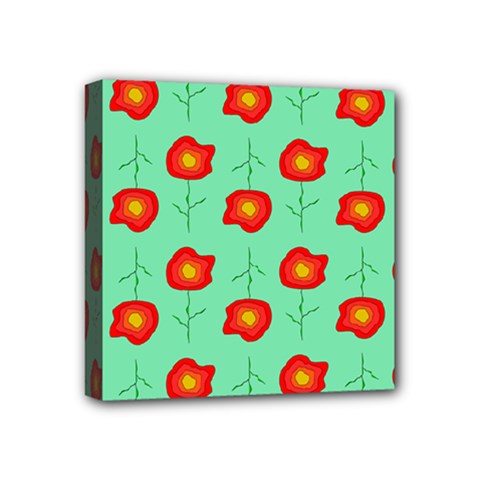 Flowers Pattern Ornament Template Mini Canvas 4  X 4  (stretched) by Nexatart