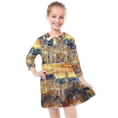 Architecture Castle Fairy Castle Kids  Quarter Sleeve Shirt Dress by Nexatart