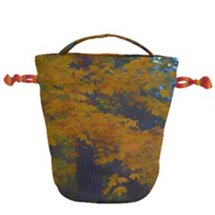 Yellow Fall Leaves And Branches Drawstring Bucket Bag by bloomingvinedesign