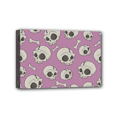 Halloween Skull Pattern Mini Canvas 6  X 4  (stretched) by Valentinaart
