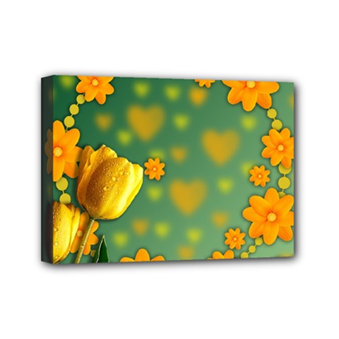 Background Design Texture Tulips Mini Canvas 7  X 5  (stretched) by Sapixe