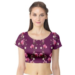 New Motif Design Textile New Design Short Sleeve Crop Top by Sapixe
