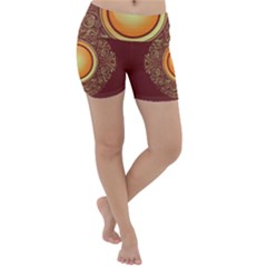 Badge Gilding Sun Red Oriental Lightweight Velour Yoga Shorts by Sapixe