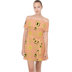 Bee A Bug Nature Wallpaper Off Shoulder Chiffon Dress by Sapixe