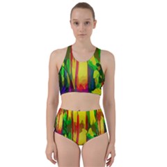 Abstract Vibrant Colour Botany Racer Back Bikini Set by Sapixe