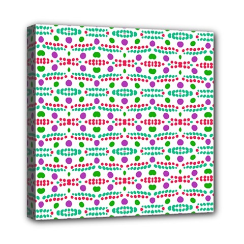 Retro Purple Green Pink Pattern Mini Canvas 8  X 8  (stretched) by BrightVibesDesign
