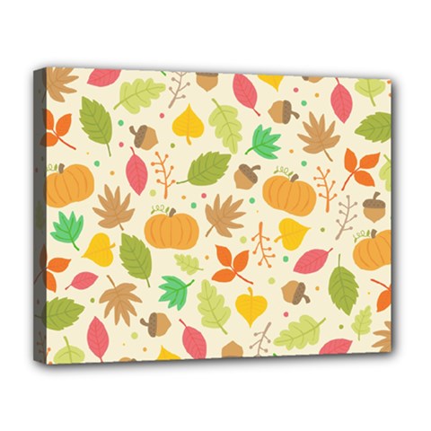 Thanksgiving Pattern Canvas 14  X 11  (stretched) by Valentinaart